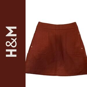 H&M Burgundy Mini Skirt | Size 6 | Y2K 90s Vintage Style | Pocket Skirt